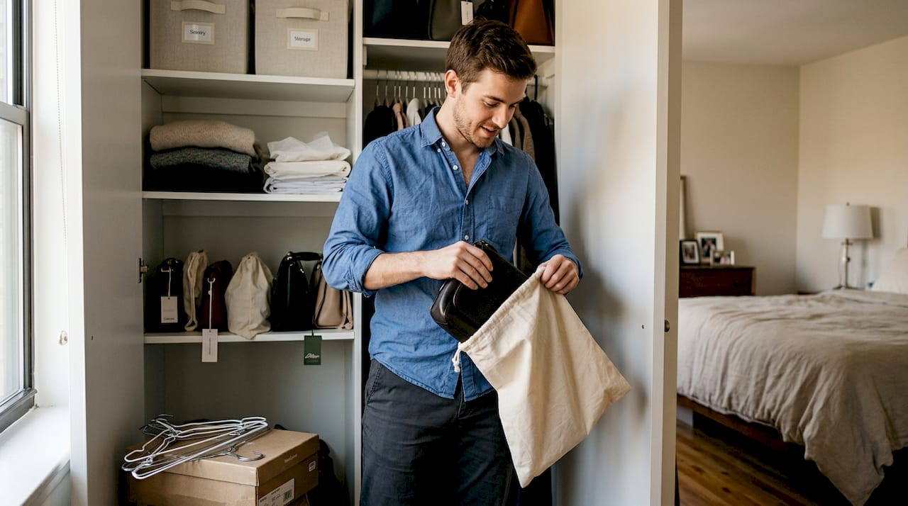 Storing designer accessories in closet compartments