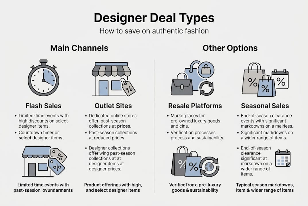Infographic on authentic designer deal channels