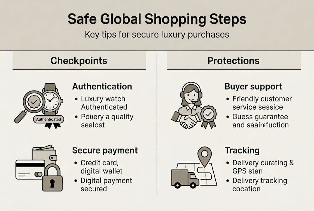 Infographic of safe luxury shopping checkpoints