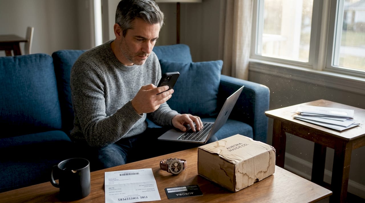 Man filing insurance claim for luxury item
