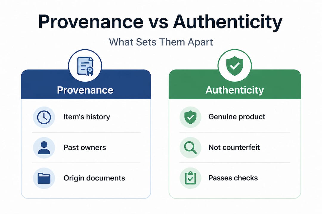 Infographic comparing provenance and authenticity