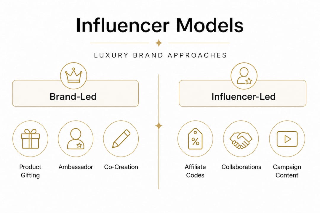 Infographic comparing luxury brand influencer models