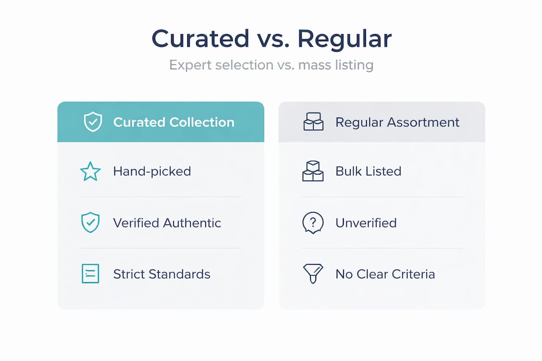 Infographic comparing curated and regular luxury collections
