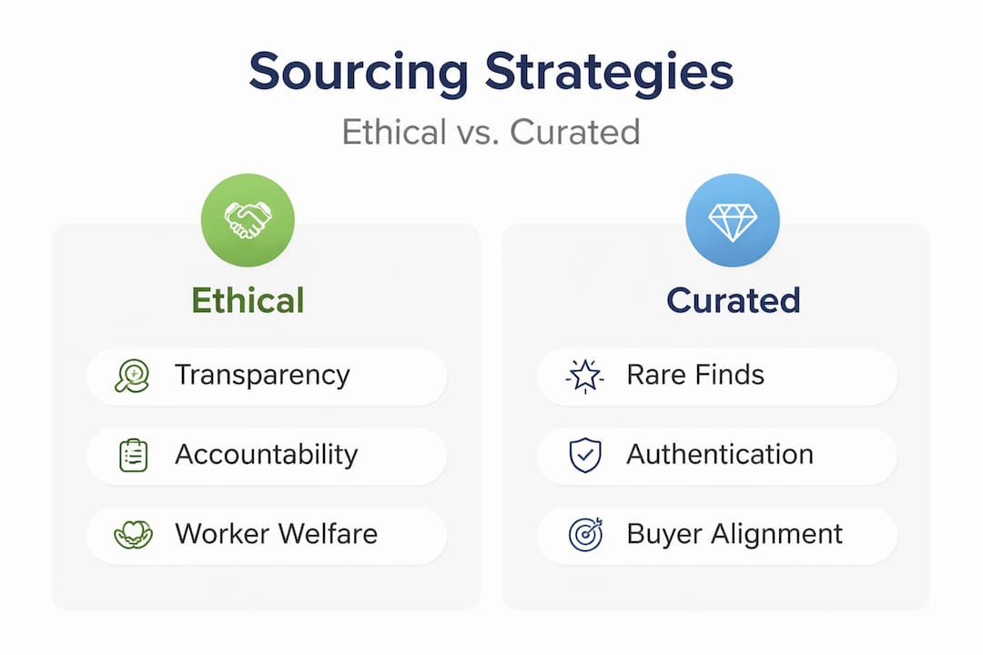 Infographic comparing ethical and curated sourcing