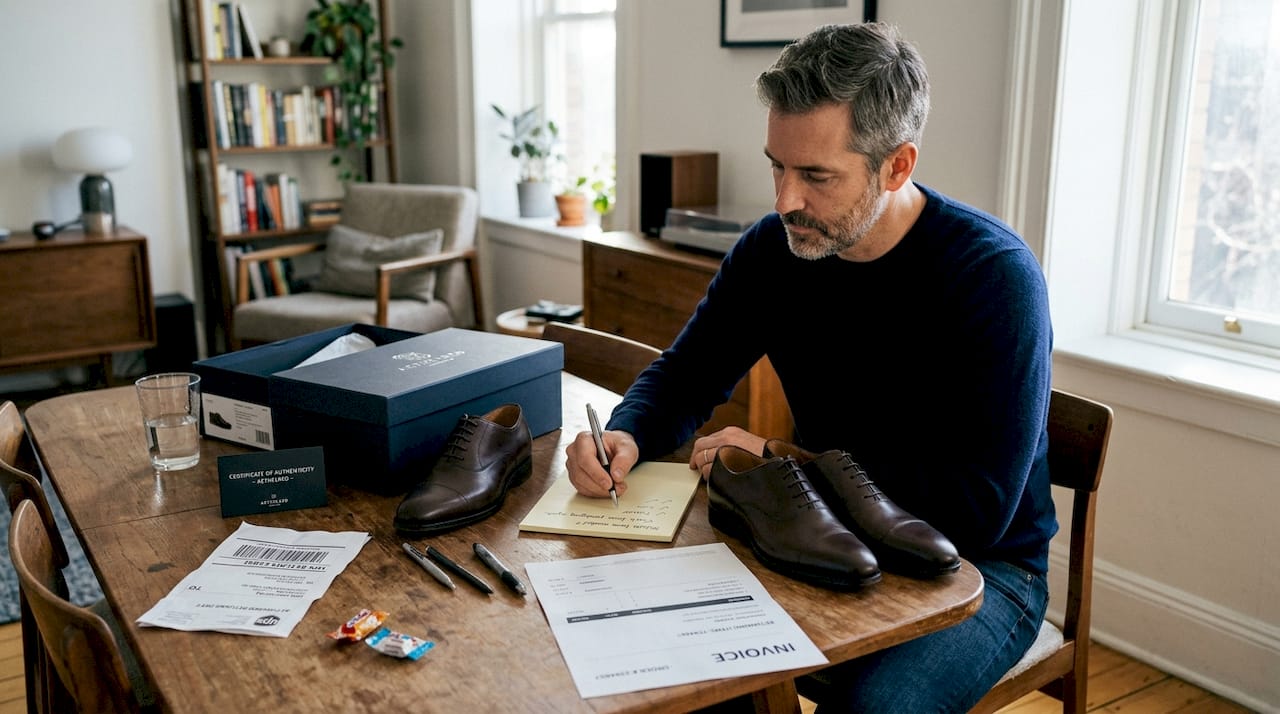 Man assembling items for luxury return