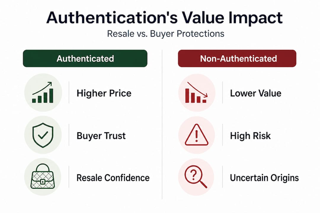 Infographic comparing authentication effects on value