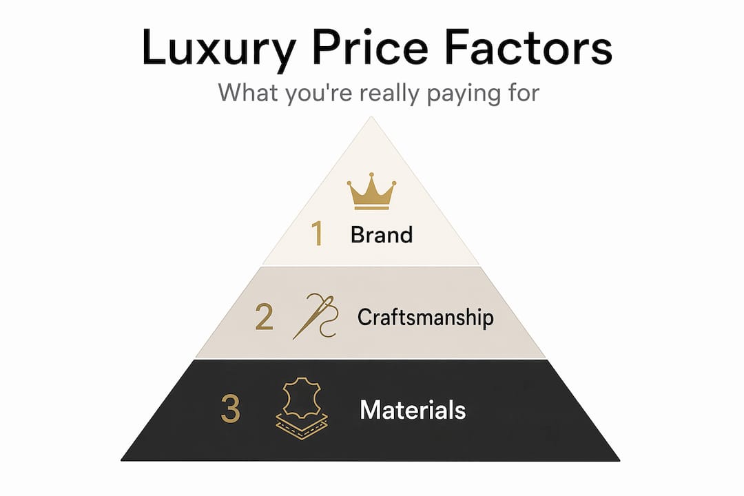 Infographic of main luxury price factors in pyramid