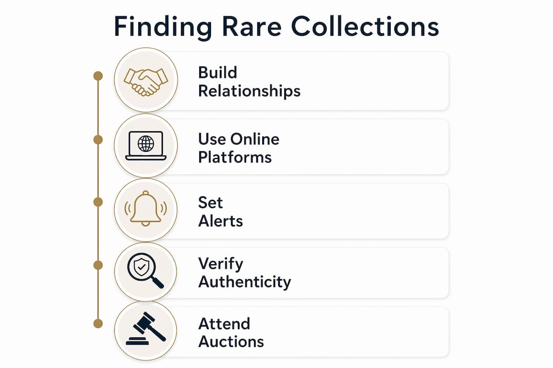 Infographic illustrating steps to find rare luxury collections