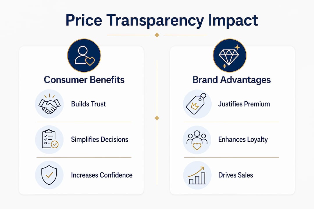 Infographic comparing consumer and brand impacts of price transparency