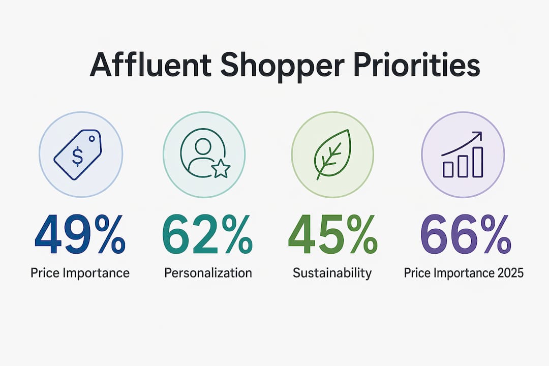 Infographic showing affluent shopper priorities percentages for 2026