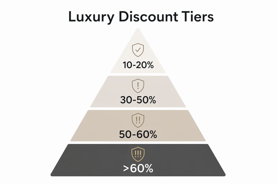 Infographic illustrating luxury discount risk tiers