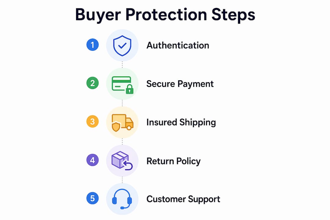 Infographic illustrating steps of luxury buyer protection