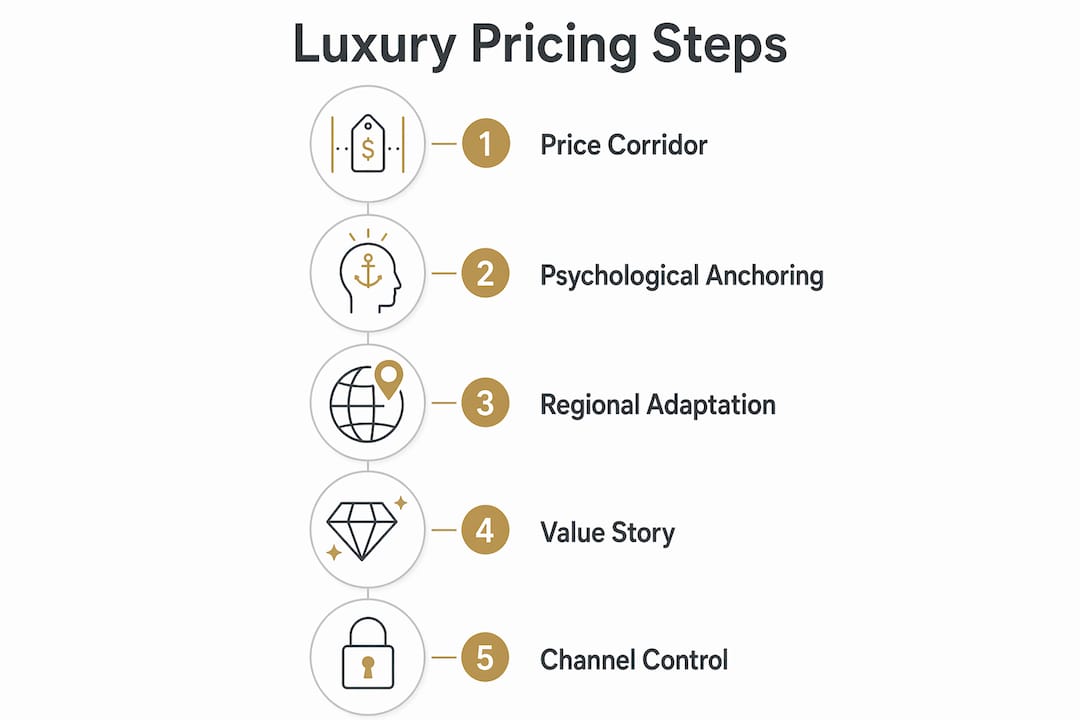 Infographic illustrating luxury pricing strategy steps