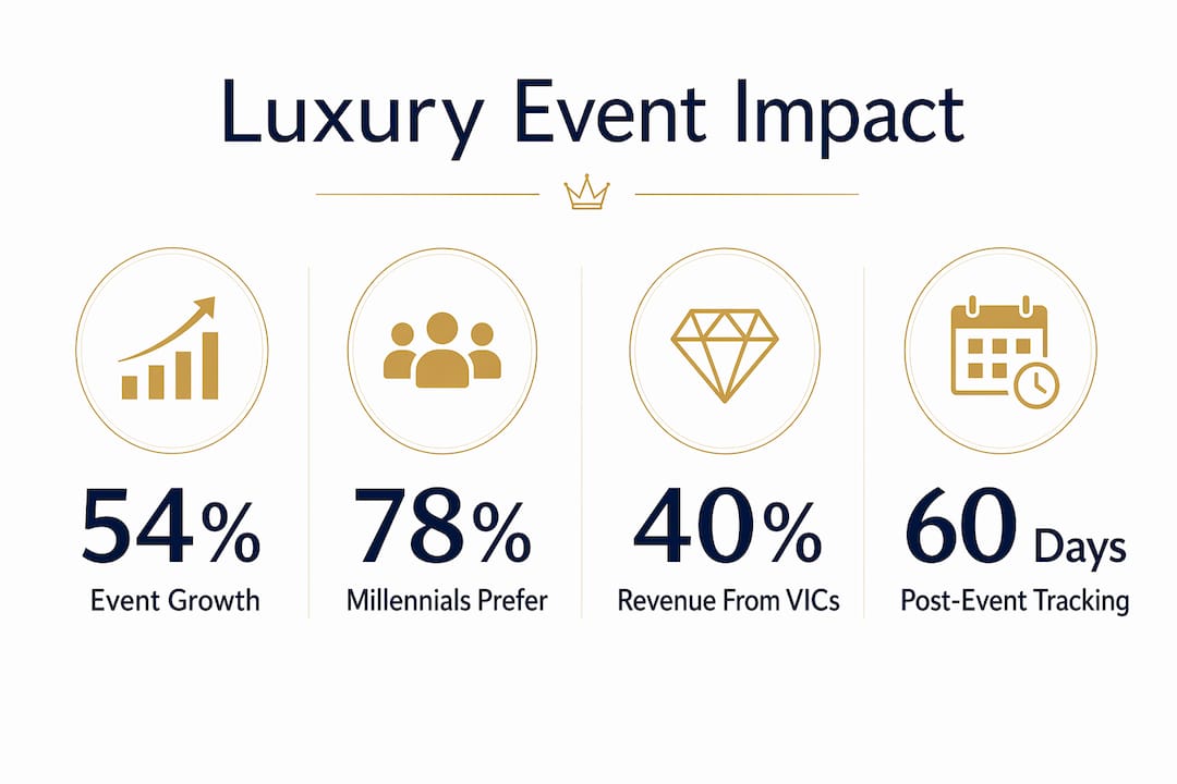Infographic showing key metrics on luxury event impact