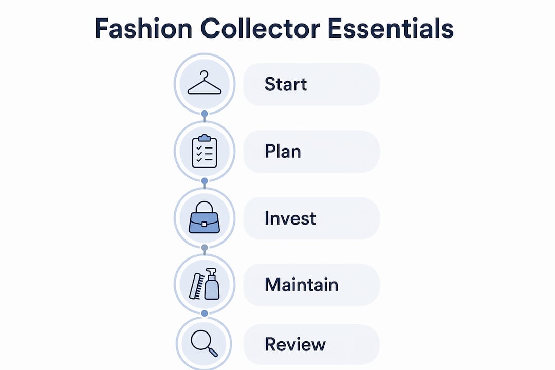 Infographic outlining 5 key steps to building a fashion collection