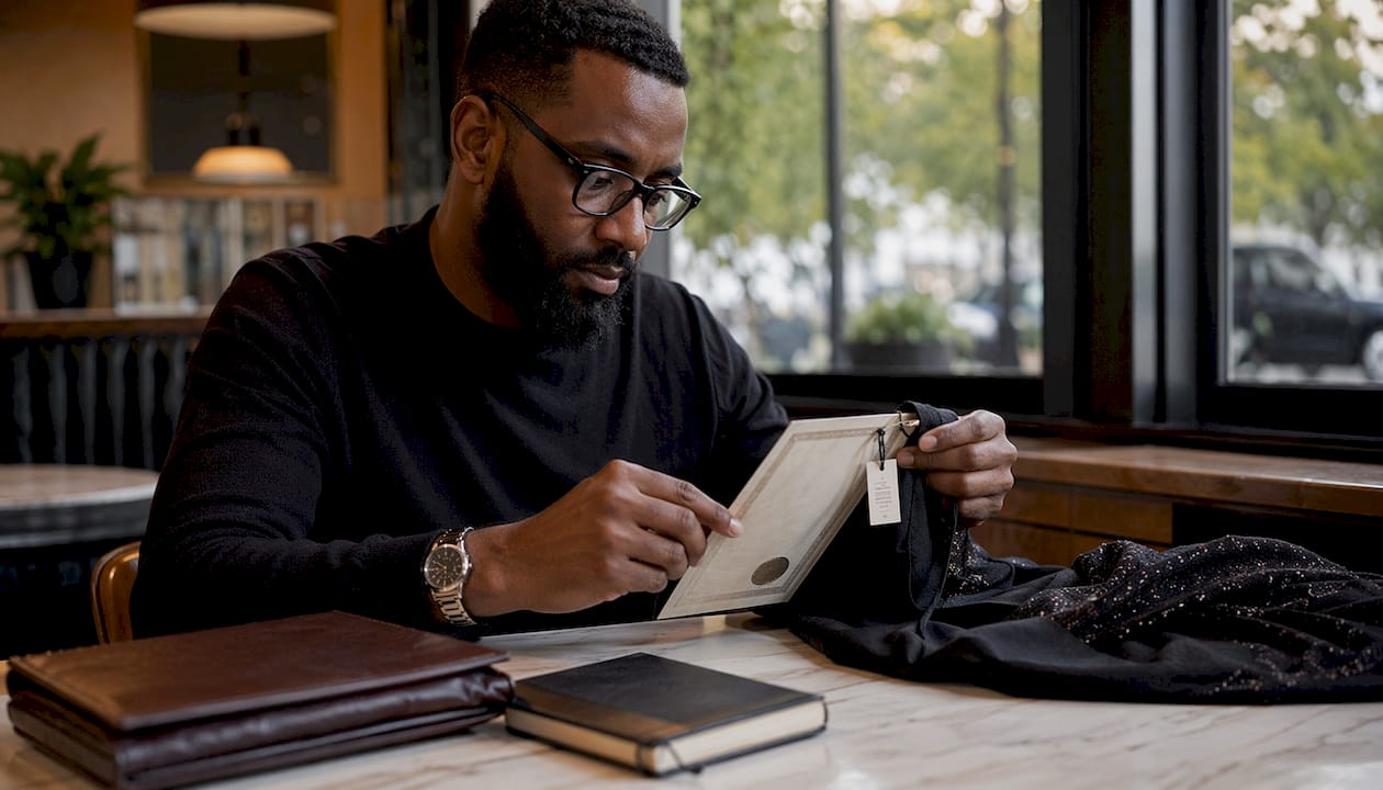 Fashion authenticator verifying provenance documents