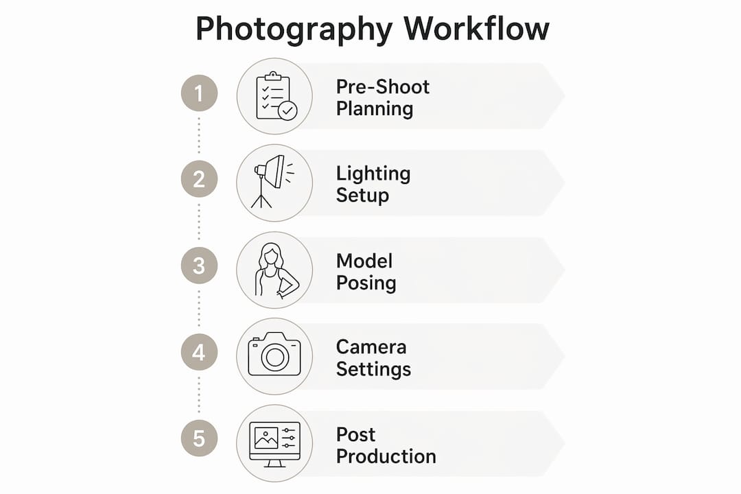 Infographic illustrating luxury fashion photography steps