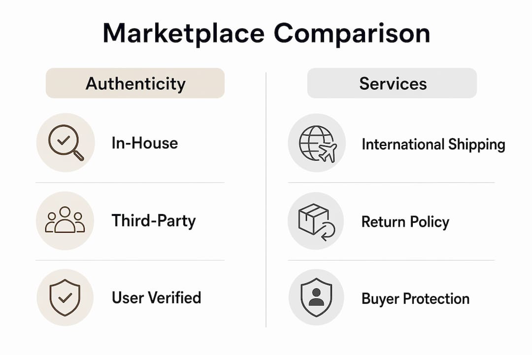 Infographic comparing luxury bag marketplaces