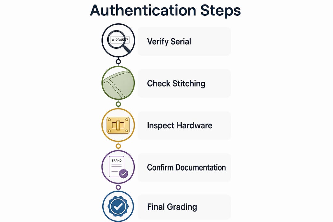 Infographic showing authentication steps for accessories