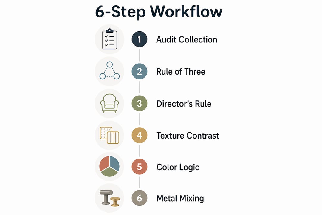 Infographic showing 6-step luxury accessory pairing workflow