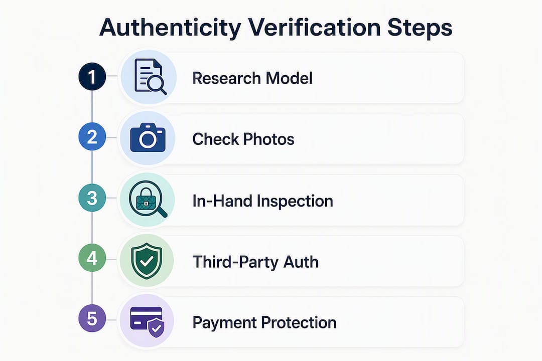 Infographic showing step-by-step designer product authentication process