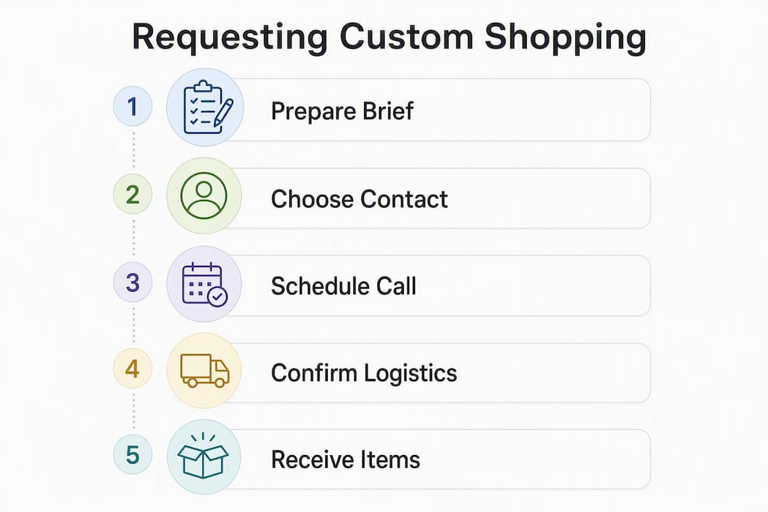 Infographic showing five key steps in personal shopping request process
