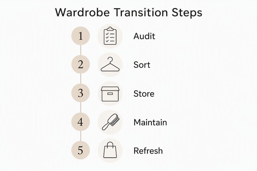Infographic illustrating luxury wardrobe transition steps