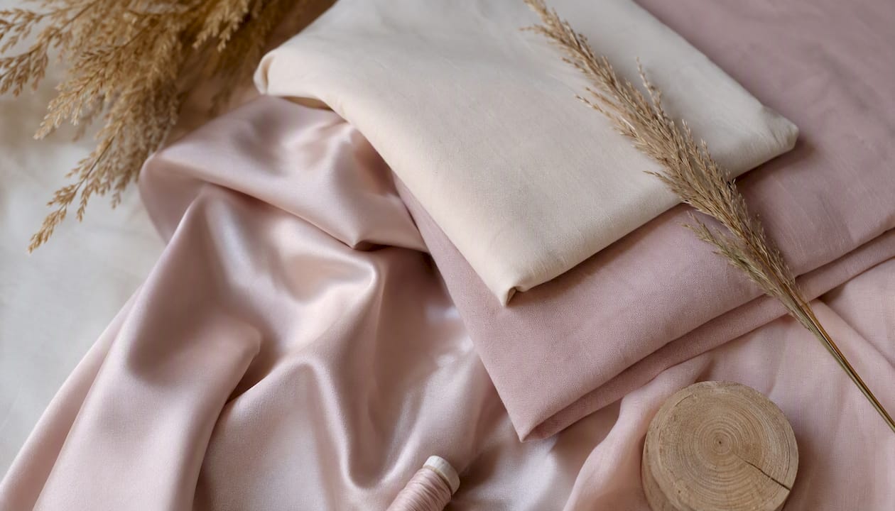 Silk and cotton poplin fabric textures