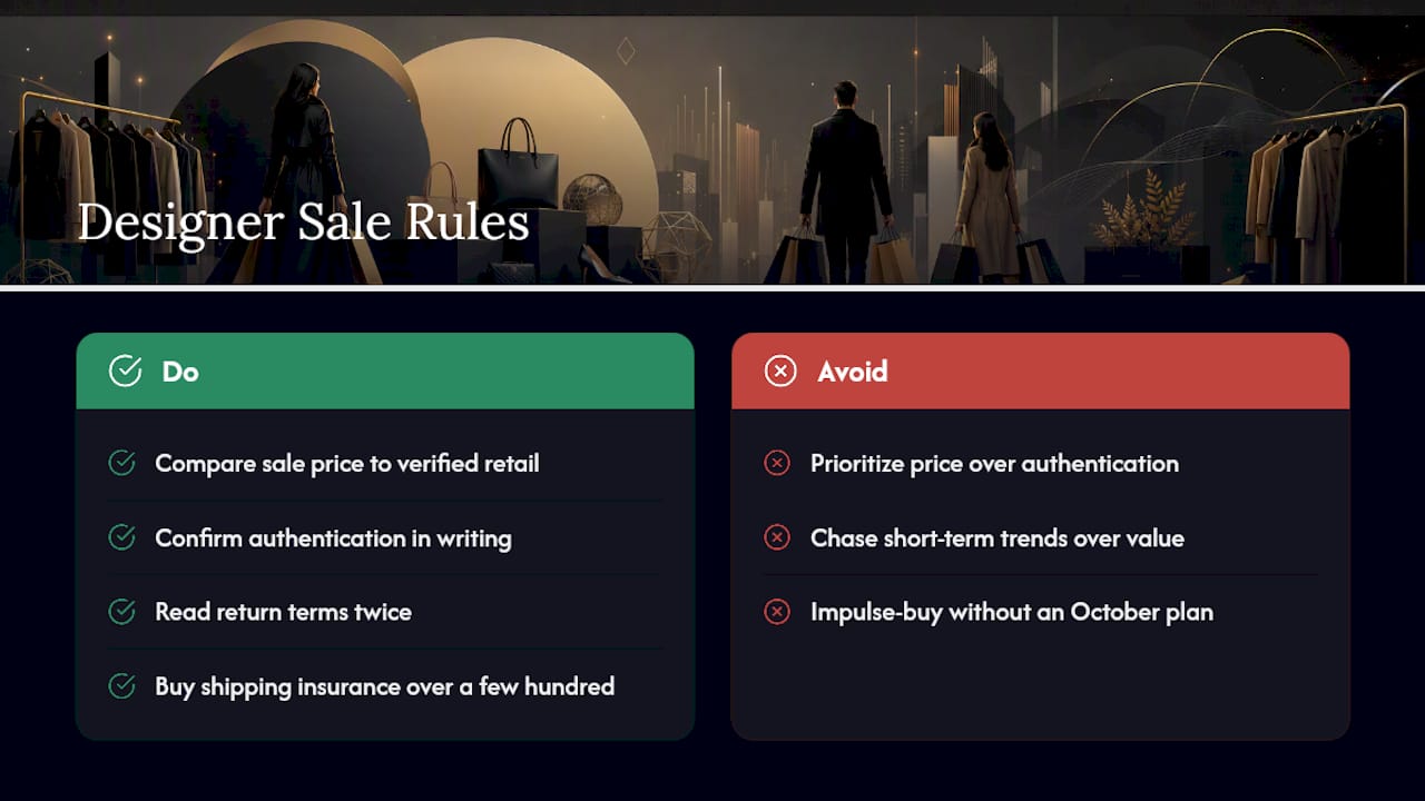 Rules I Follow for Every Designer Sale — overview diagram