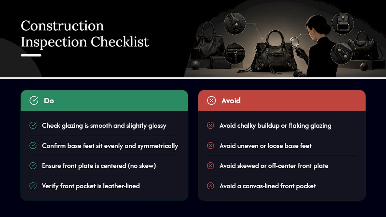 Five handbag construction authenticity checks