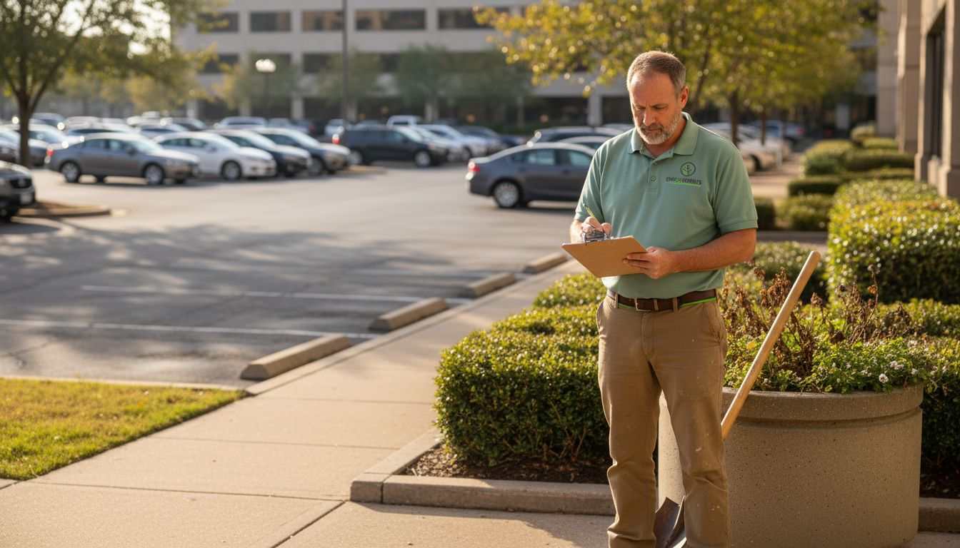 Architect surveying commercial property landscaping