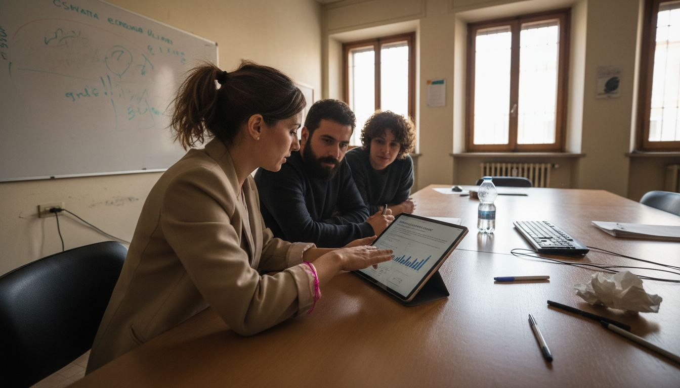 Il team si confronta in ufficio per analizzare insieme i risultati della campagna.
