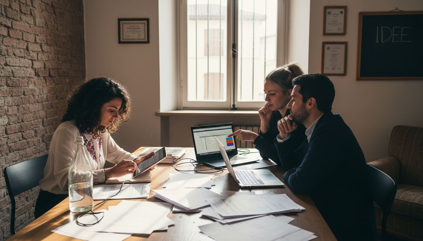 Il team SEO al lavoro in ufficio, impegnato a collaborare su nuovi progetti.