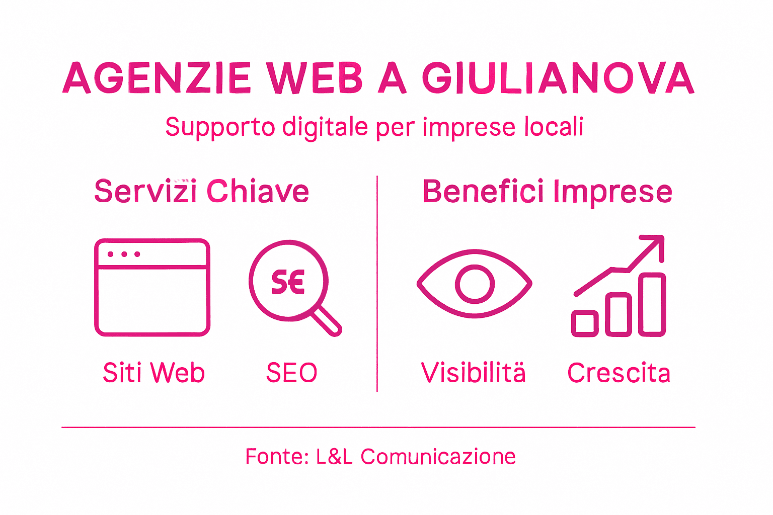 Infografica dedicata ai servizi offerti da un’agenzia web e ai vantaggi concreti per la tua attività