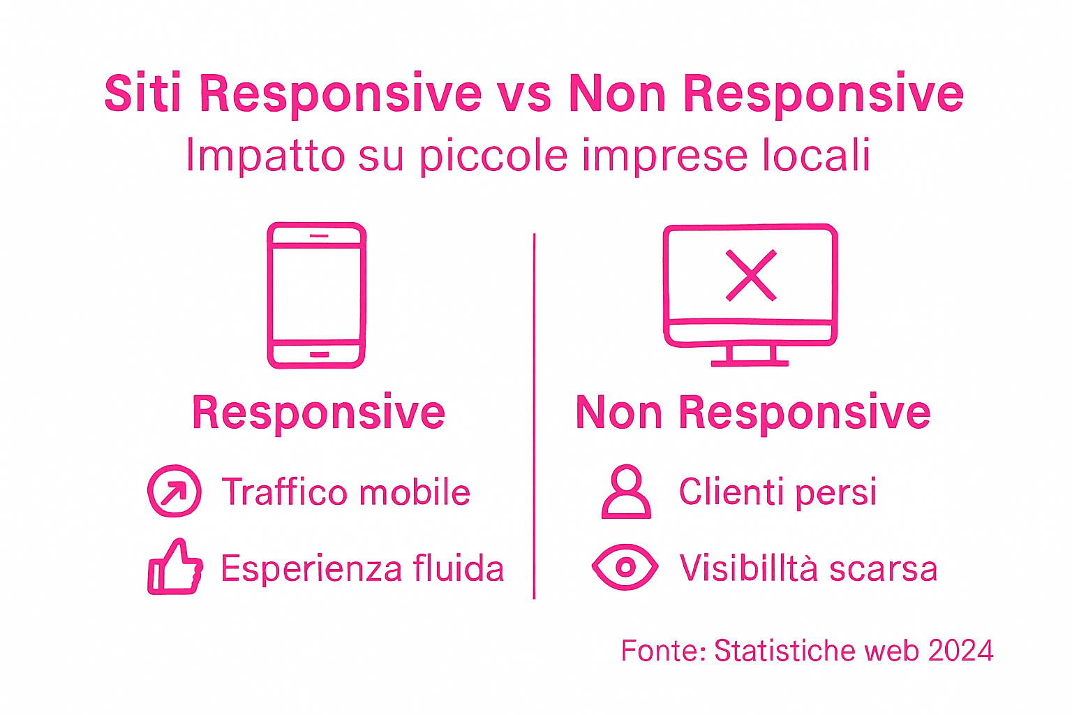 Infografica: differenze tra siti web responsive e quelli non ottimizzati per dispositivi mobili