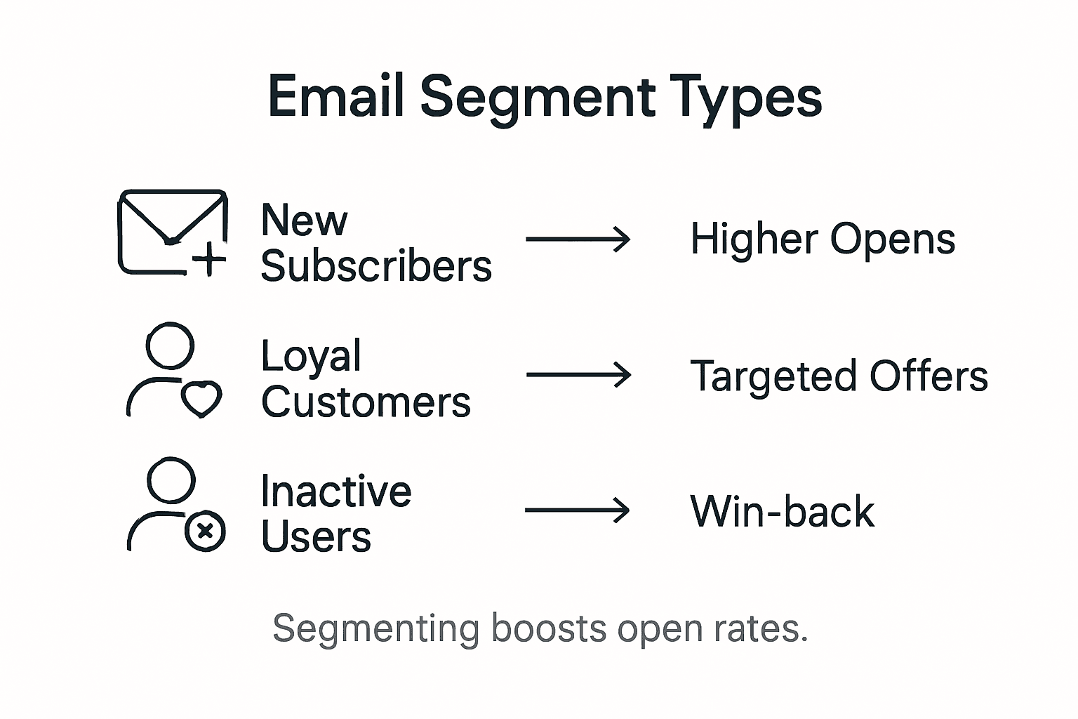 Infographic showing email segments and benefits