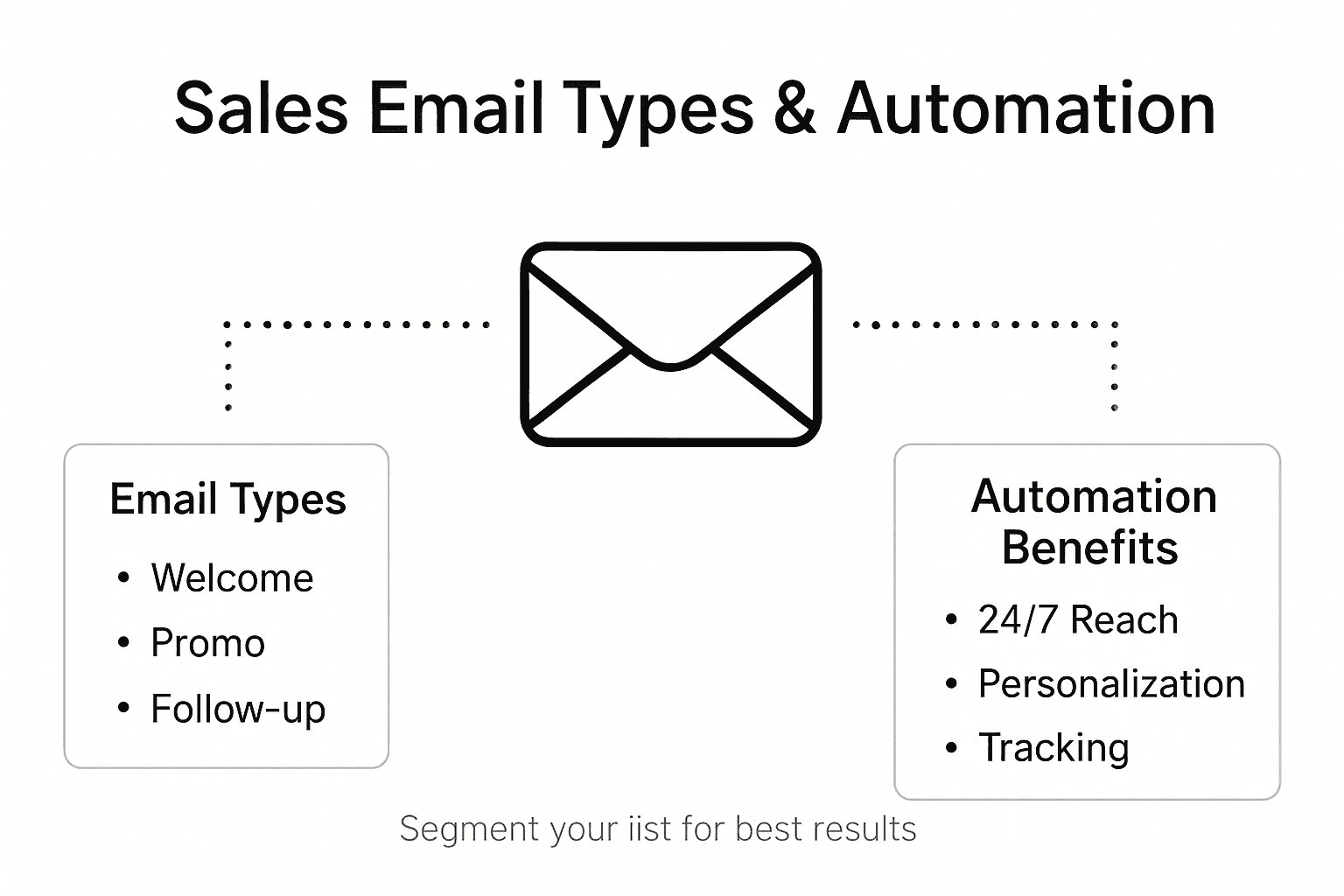 Infographic outlines sales email types and automation