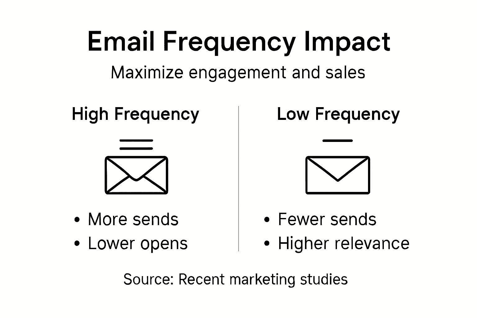 Infographic comparing email frequency impacts