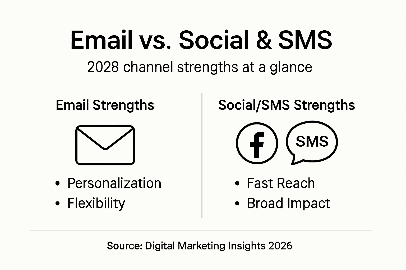 Infographic of email social SMS comparison