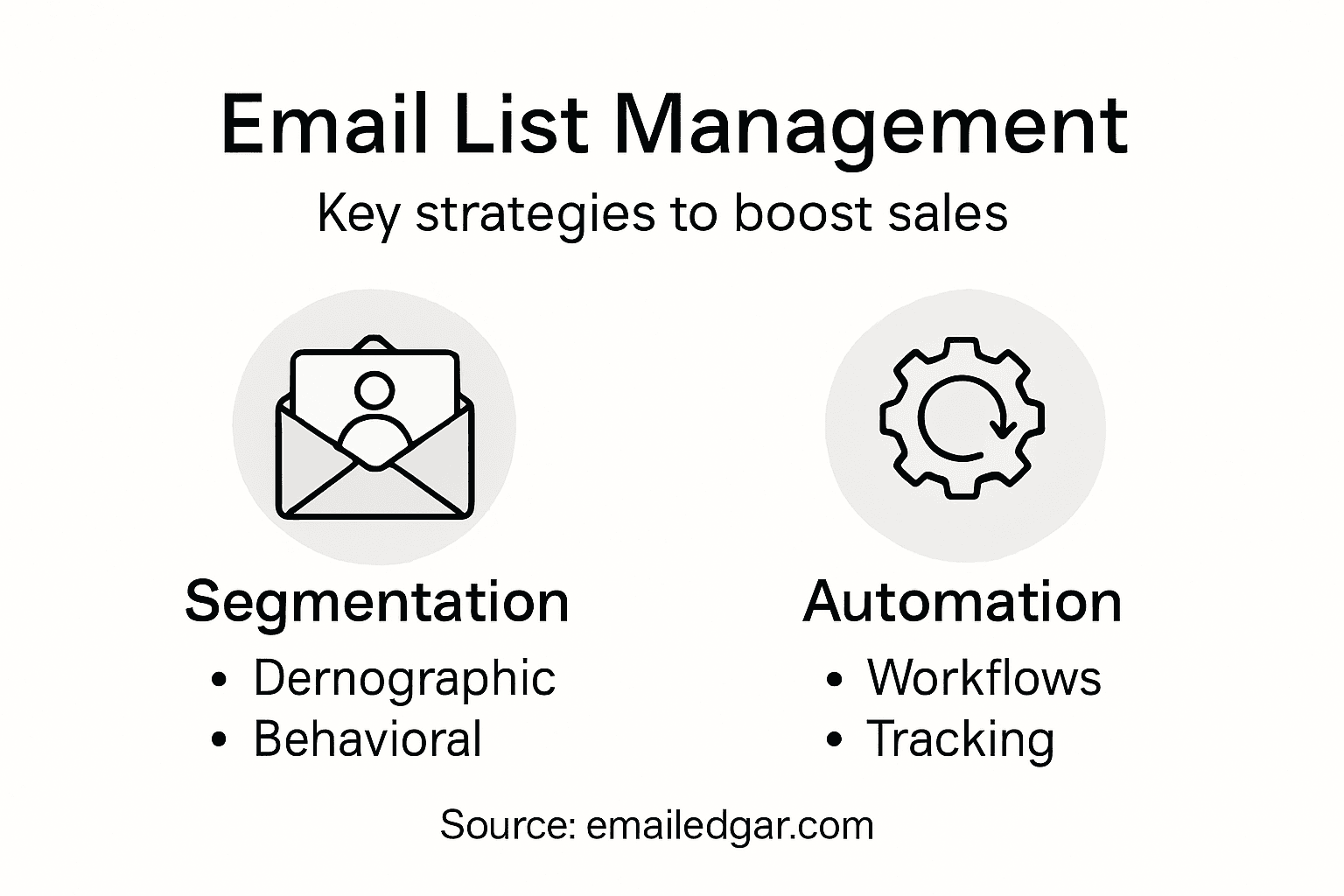 Infographic summarizing email list management