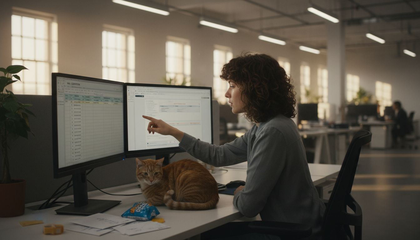 Marketer working on email segmentation at desk