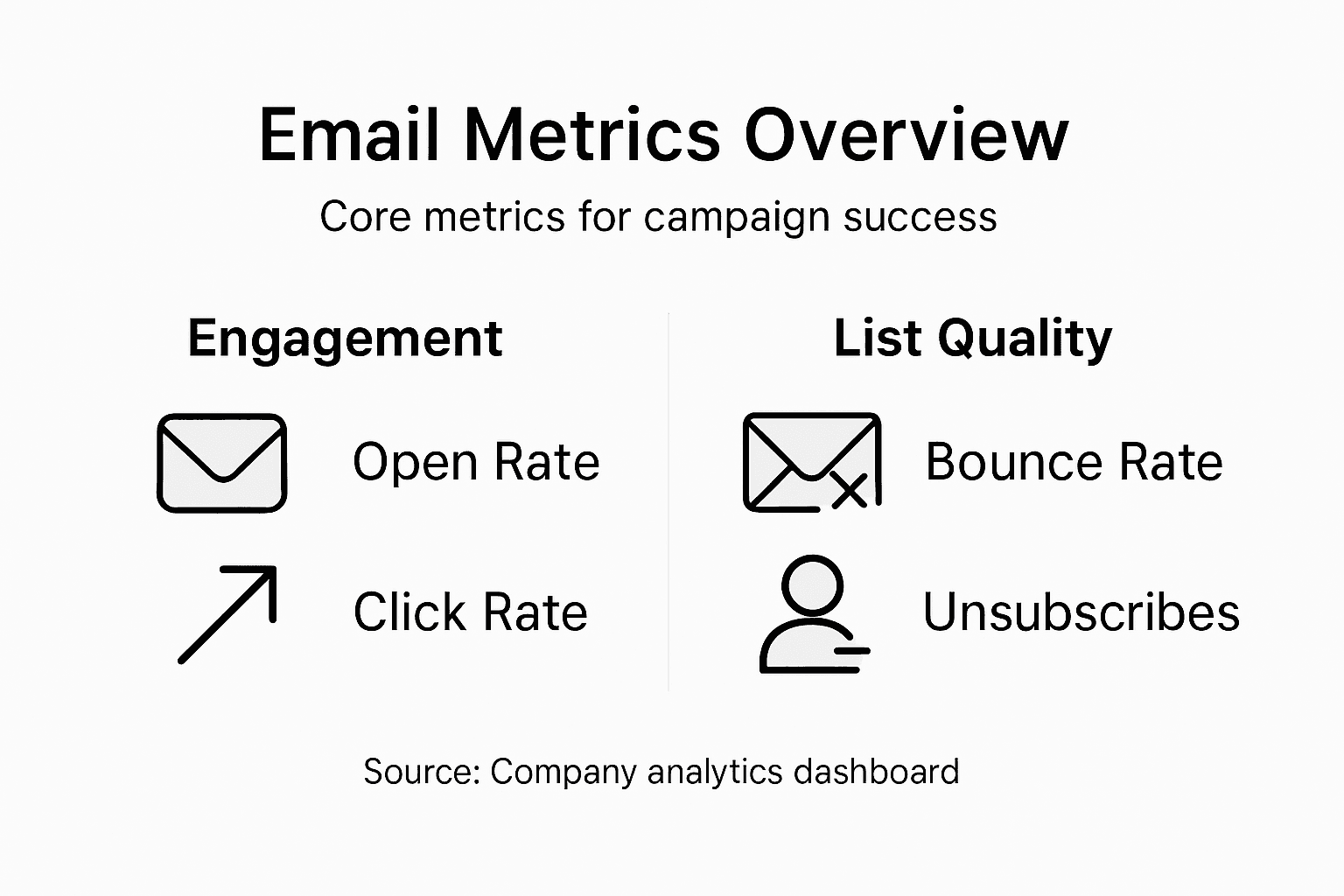 Infographic showing core email engagement metrics