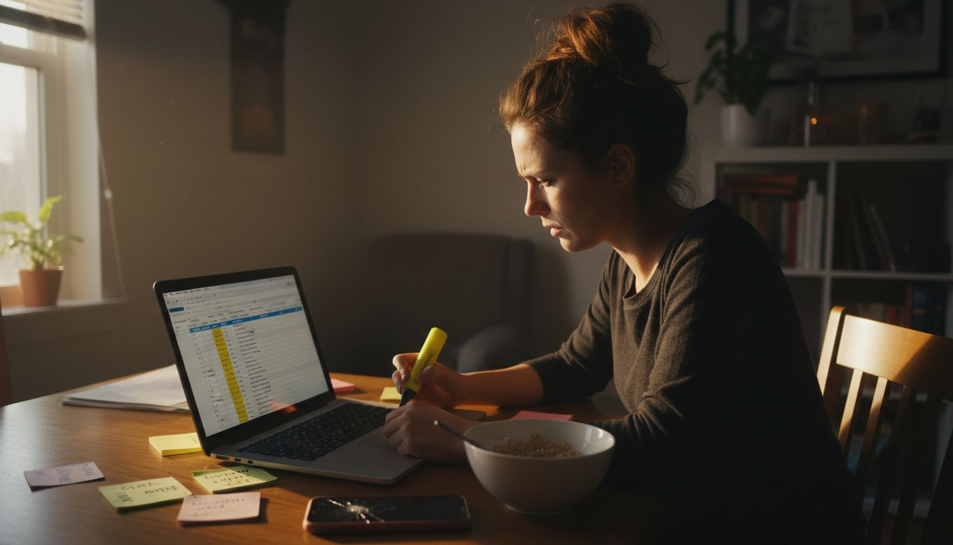Woman sorting subscriber data on laptop