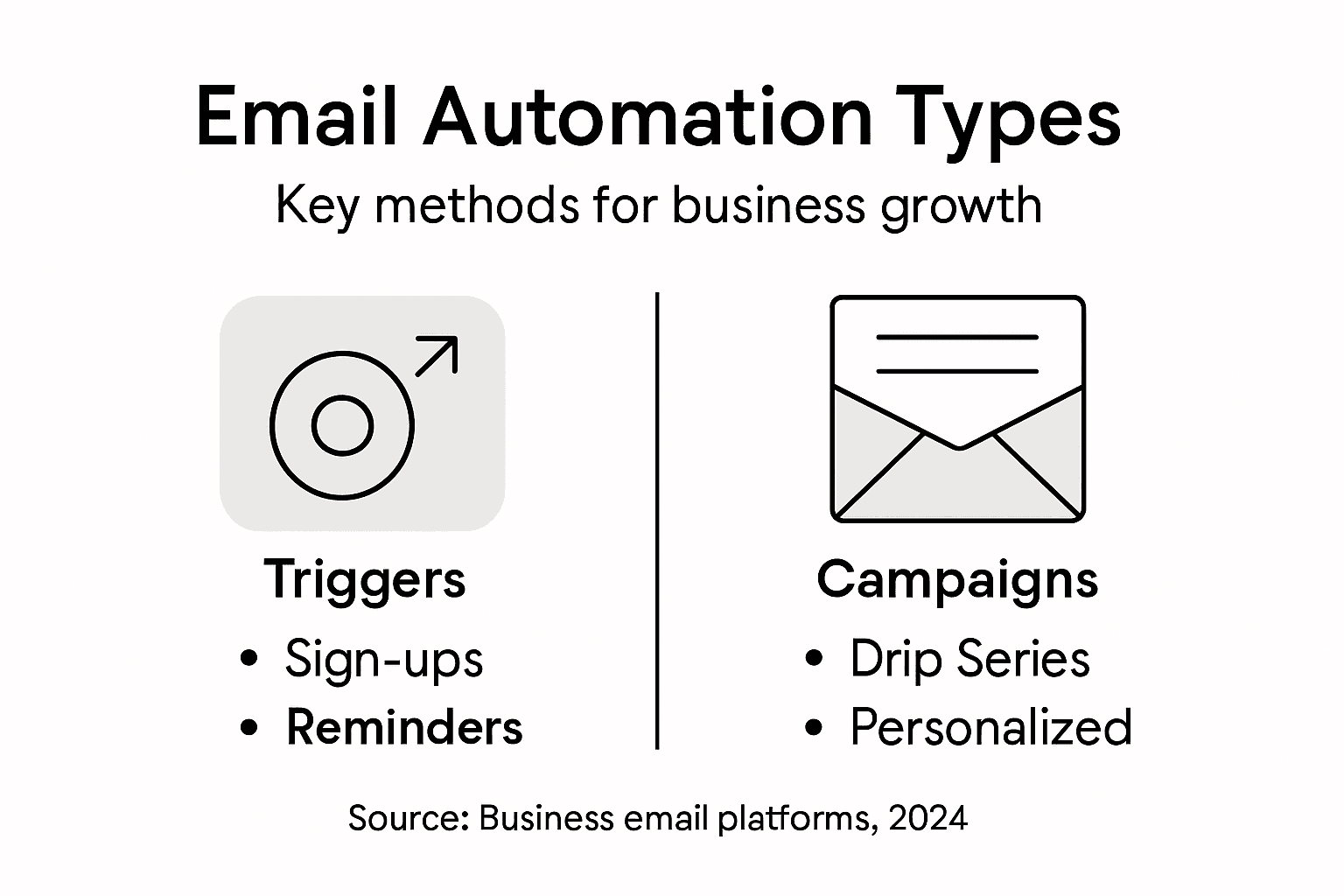 Infographic types of business email automation