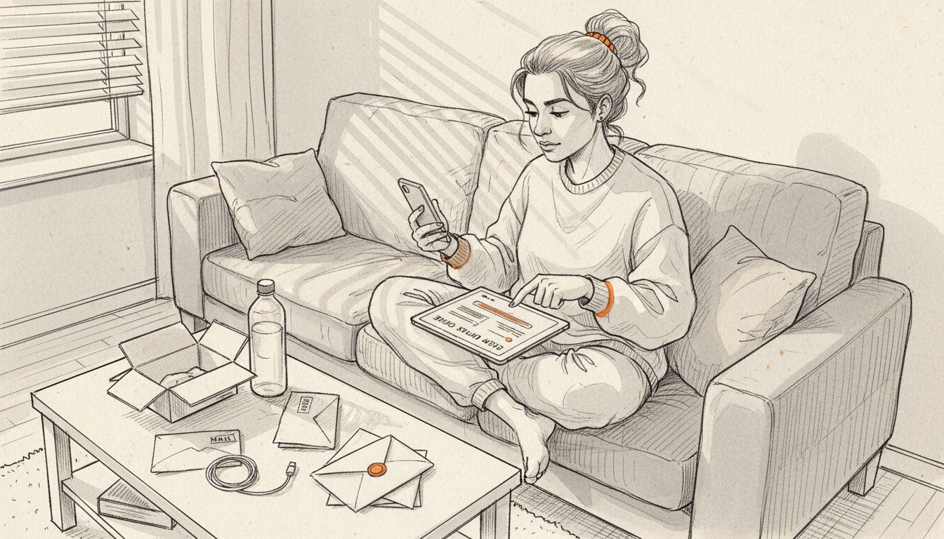 Person setting up eSIM at home