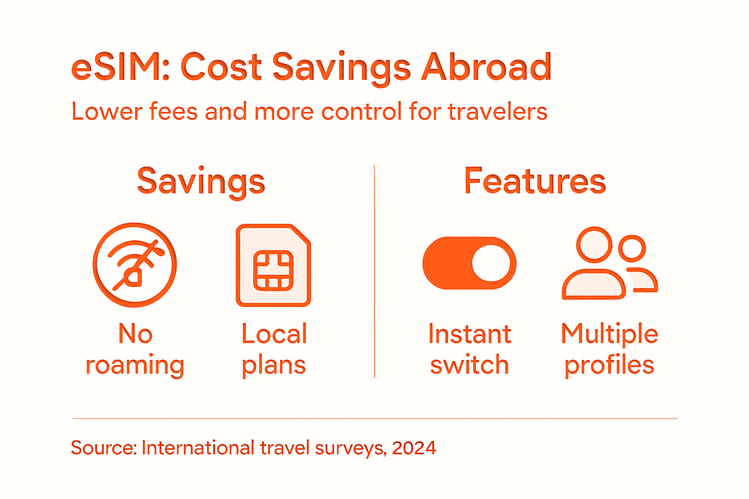 Infographic of eSIM travel benefits and costs