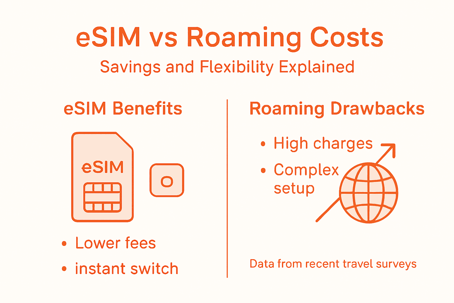 Infographic comparing eSIM and roaming costs