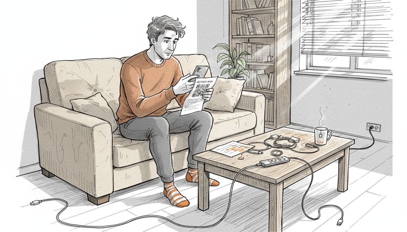 Person activating global data plan at home