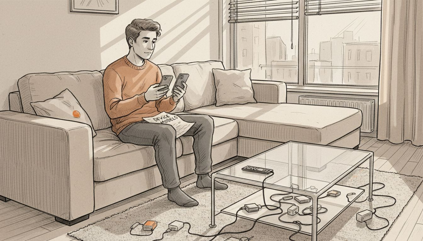 Person checking phone compatibility for eSIM