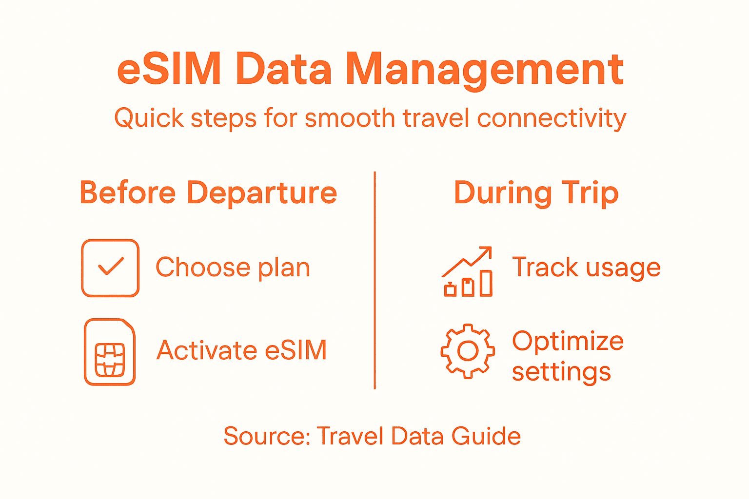 Infographic summarizing eSIM data management steps